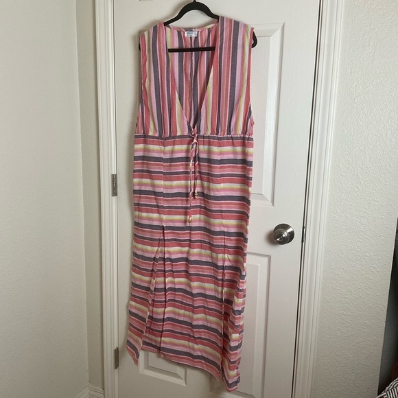 4our Dreamers anthropology Multicolor Striped Maxi Dress size large - Picture 2 of 9